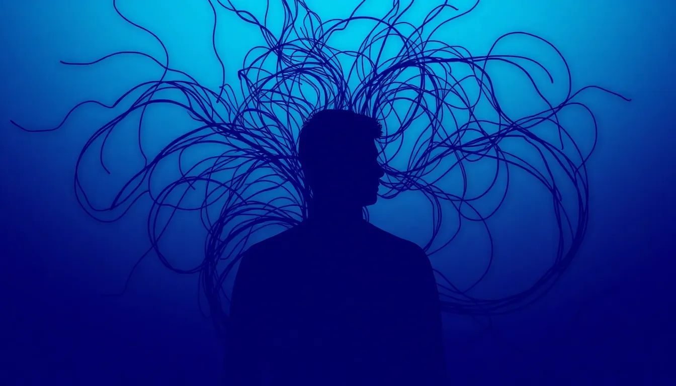 Abstract visualization of anxiety symptoms calming with understanding